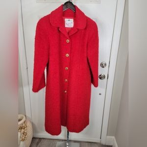 Vintage Gene Roye Red Pea Coat Size 8
